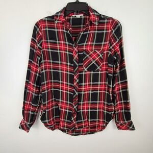 Beach Lunch Lounge Women's Plaid‎ Button Down Shirt XS Long Sleeve Multicolor
